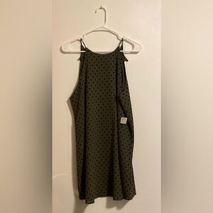 Mini Dress/M/Green + Black Polka Dots